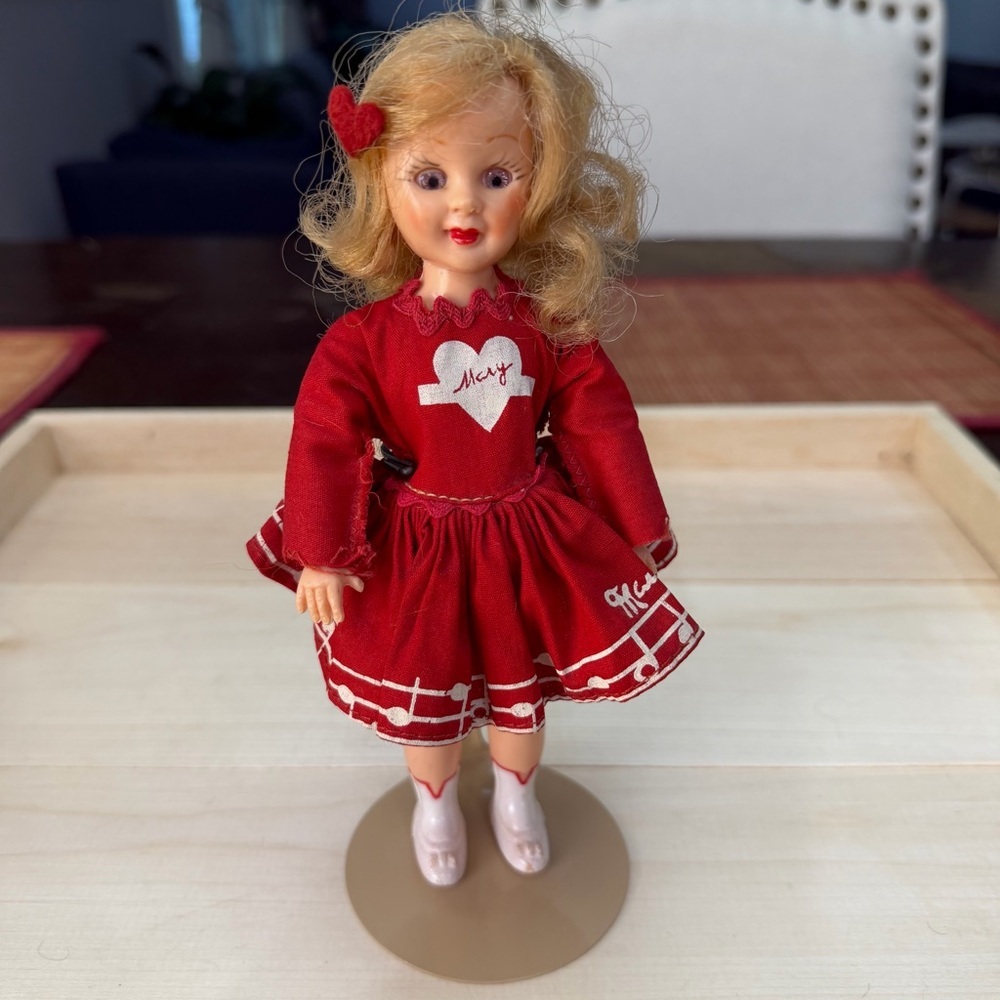 Ideal Company Super Circus Mary Hartline Blonde Doll Red Dress Plastic 7.75”